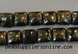 CPY316 15.5 inches 10*10mm square pyrite gemstone beads wholesale