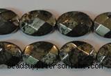 CPY344 15.5 inches 13*18mm faceted oval pyrite gemstone beads wholesale