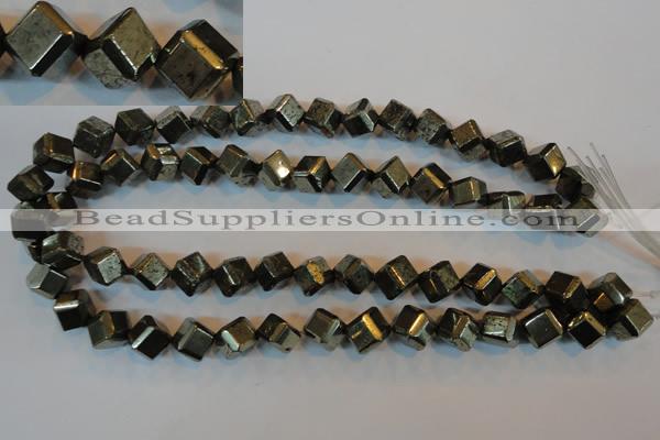 CPY363 15.5 inches 10*10mm faceted cube pyrite gemstone beads