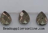 CPY378 Top drilled 12*16mm briolette pyrite gemstone beads