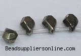 CPY388 Top drilled 9*11mm - 10*14mm faceted flat teardrop pyrite beads