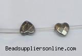 CPY393 Top drilled 8*8mm faceted heart pyrite gemstone beads wholesale