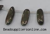 CPY396 Top drilled 5*15mm - 7*25mm sticks pyrite gemstone beads