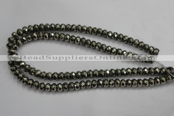 CPY41 16 inches 5*10mm faceted rondelle pyrite gemstone beads wholesale