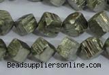 CPY411 15.5 inches 10*10mm faceted cube pyrite gemstone beads