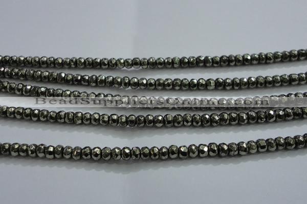 CPY427 15.5 inches 2.5*4mm faceted rondelle pyrite gemstone beads