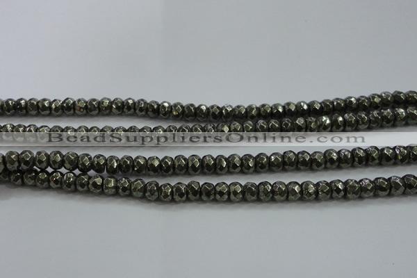 CPY428 15.5 inches 4*6mm faceted rondelle pyrite gemstone beads