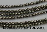 CPY45 16 inches 4mm round pyrite gemstone beads wholesale