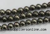 CPY47 16 inches 8mm round pyrite gemstone beads wholesale