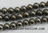 CPY48 16 inches 10mm round pyrite gemstone beads wholesale