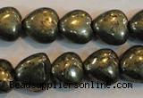 CPY51 16 inches 10*10mm heart pyrite gemstone beads wholesale