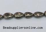 CPY576 15.5 inches 8*11mm flat teardrop pyrite gemstone beads