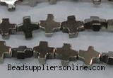 CPY582 15.5 inches 11*11mm cross pyrite gemstone beads wholesale