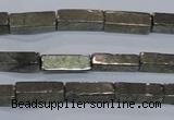 CPY592 15.5 inches 4*12mm cuboid pyrite gemstone beads