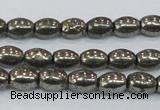 CPY597 15.5 inches 6*8mm rice pyrite gemstone beads wholesale