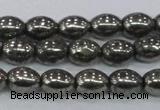 CPY598 15.5 inches 8*10mm rice pyrite gemstone beads wholesale