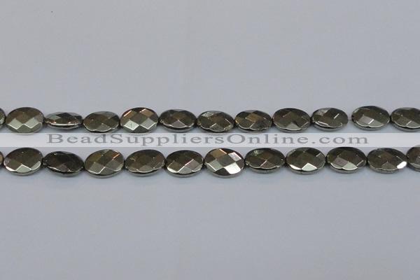 CPY632 15.5 inches 12*16mm faceted oval pyrite gemstone beads