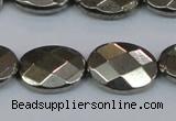 CPY633 15.5 inches 15*20mm faceted oval pyrite gemstone beads