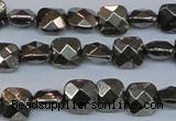 CPY635 15.5 inches 8*8mm faceted square pyrite gemstone beads