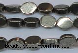 CPY641 15.5 inches 8*10mm oval pyrite gemstone beads wholesale