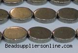 CPY642 15.5 inches 10*14mm oval pyrite gemstone beads wholesale