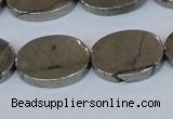 CPY645 15.5 inches 15*20mm oval pyrite gemstone beads wholesale