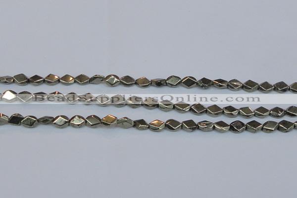 CPY651 15.5 inches 6*8mm pyrite gemstone beads wholesale