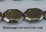 CPY655 15.5 inches 15*20mm octagonal pyrite gemstone beads