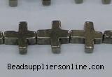 CPY663 15.5 inches 11*11mm cross pyrite gemstone beads wholesale