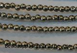 CPY70 15.5 inches 2mm round pyrite gemstone beads wholesale