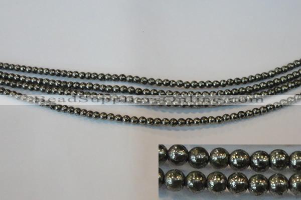 CPY71 15.5 inches 3mm round pyrite gemstone beads wholesale