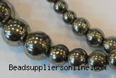 CPY74 15.5 inches 4mm - 18mm round pyrite gemstone beads wholesale