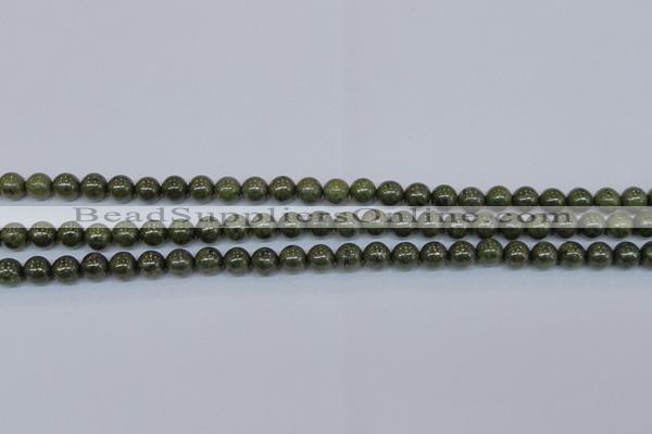 CPY751 15.5 inches 6mm round pyrite gemstone beads wholesale