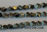 CPY76 15.5 inches 5-6mm faceted nuggets pyrite gemstone beads