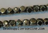 CPY78 15.5 inches 8-9mm faceted nuggets pyrite gemstone beads