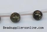 CPY782 Top drilled 10mm round pyrite gemstone beads wholesale