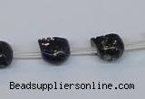 CPY787 Top drilled 8mm carved skull pyrite gemstone beads