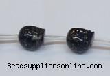 CPY788 Top drilled 10mm carved skull pyrite gemstone beads