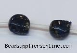 CPY790 Top drilled 14mm carved skull pyrite gemstone beads