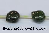 CPY794 Top drilled 10mm carved skull pyrite gemstone beads