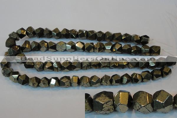 CPY80 15.5 inches 12mm faceted nuggets pyrite gemstone beads