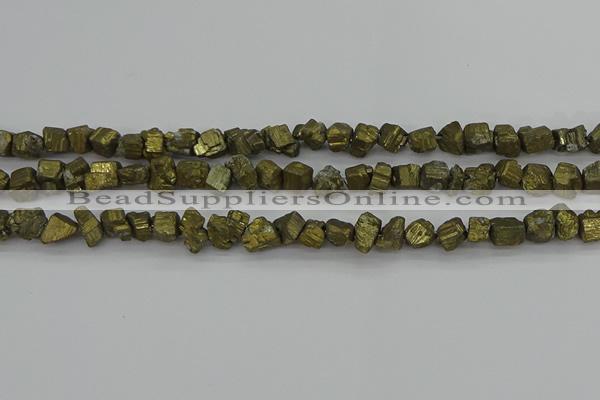 CPY802 15.5 inches 6*10mm - 8*12mm nuggets plated pyrite beads