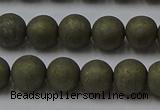 CPY814 15.5 inches 6mm round matte pyrite beads wholesale