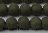 CPY815 15.5 inches 8mm round matte pyrite beads wholesale