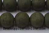 CPY818 15.5 inches 14mm round matte pyrite beads wholesale