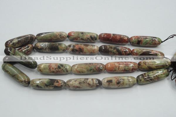 CRA10 15.5 inches 13*40mm cylinder natural rainforest agate beads