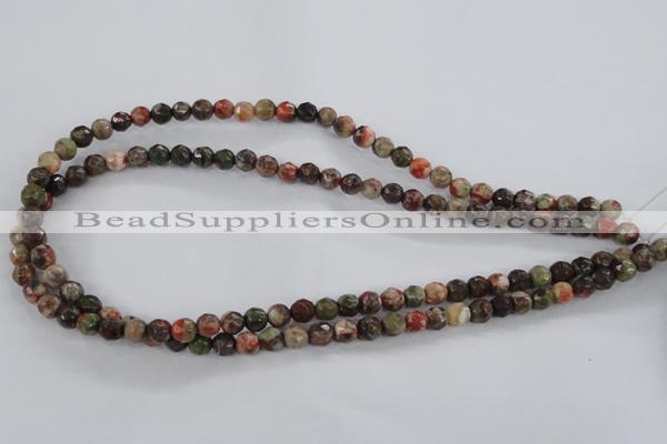 CRA100 15.5 inches 6mm faceted round rainforest agate gemstone beads