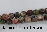 CRA101 15.5 inches 8mm faceted round rainforest agate gemstone beads