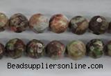 CRA102 15.5 inches 10mm faceted round rainforest agate gemstone beads