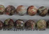 CRA104 15.5 inches 14mm faceted round rainforest agate gemstone beads